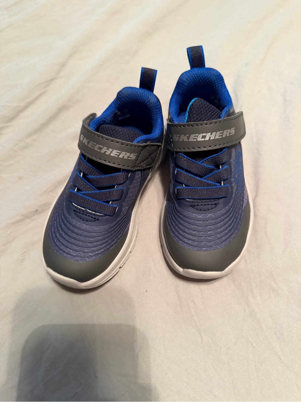 Skechers Boys' Blue and Gray Hook-and-Loop Athletic Sneakers